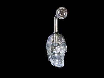 5.5"/130 Gr. CLEAR GLASS DOUBLE SIDED  SKULL  BUB