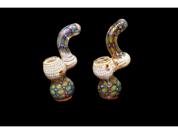 5.5'-180Gr DOUBLE GLASS PYTHON ART BUBBLER,COLOR VARY