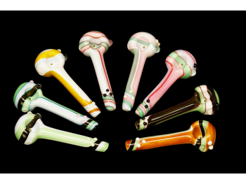 4.5'/50-55 GR SKINNY KNOBBY FANCY HAND PIPES, COLOR MIX