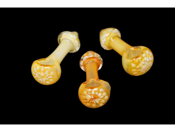 3.25"//55-60 Gr GOLD/ SILVER FUMED MUSHROOM HAND PIPE