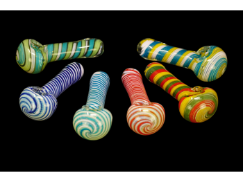 3'/55 Gr SWIRL ART HAND PIPES, COLOR ASSORTED