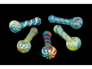 3.25"/48-50 Gr MULTI COLOR LINE SWIRL PATTERN ART HAND PIPES, COLOR MIX
