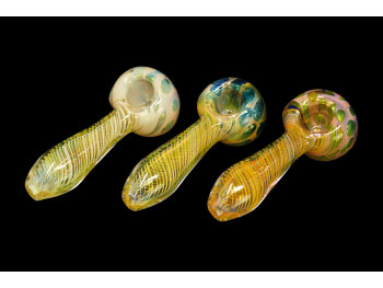 3.75"-4"/85 Gr GOLD FUMED SWIRL ART DELUXE HAND PIPE