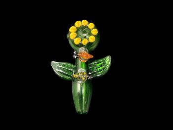 4.5" / 90 GR SUNFLOWER ART W/ BEES HANDPIPE