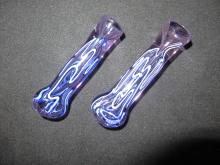 PINK PURPLE TUBE BLUE ART CHILLUM