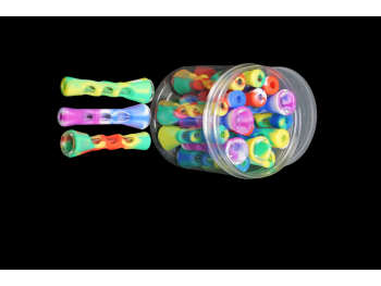 SILICONE/ GLASS CHILLUM-20 PCS JAR, COLOR MIX