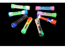 SILICONE AND GLASS CHILLUM/ RAINBOW COLORS