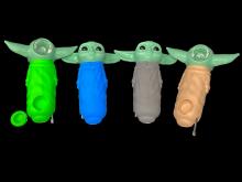 4.5" / 85 Gr SILICONE BABY YODA HAND PIPE W/ DAB TOOLS AND GLASS FILTER BOWL