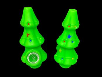 5" / 100 Gr GREEN SILICONE CHRISTMAS TREE HAND PIPE