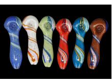 4'/60-65 Gr SWIRL ART FRITED HAND PIPE, COLOR MIX