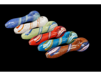 4'/60-65 Gr SWIRL ART FRITED HAND PIPE, COLOR MIX
