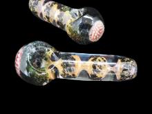 GOLD FUMED FLOWER ART HAND PIPE