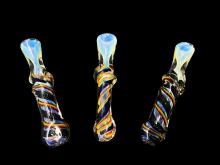 3.75"/32 Gr. TWIST DESIGN SWIRL DICHRO ART CHILLUM WITH RASTA LINING
