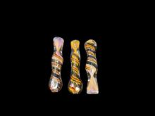 3.25”/32 Gr. GOLD FUMED AND SWIRL DICHRO ART CHILLUM