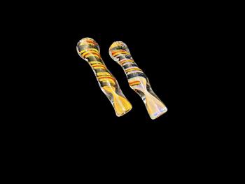 3.25”/32 Gr. GOLD FUMED AND SWIRL DICHRO ART CHILLUM