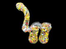 TWISTING FRIT ART HEAVY DOUBLE CHAMBER BUBBLER
