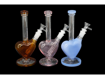 9'/290 Gr COLOR TUBE HEART DESIGN WATER PIPE, COLOR MIX