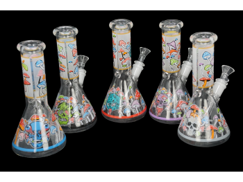 8''-220Gr MUSHROOM AND CARTOON PRINTED BEAKER , COLOR ASSORTED