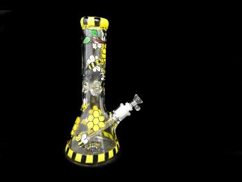 9MM GLASS BEE ART EMBOSSED HANDCRAFTED WATER PIPE